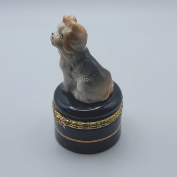 Vintage Adorable Yorkshire Terrier Dog Ceramic Trinket (NO Box) - Picture 2 of 8